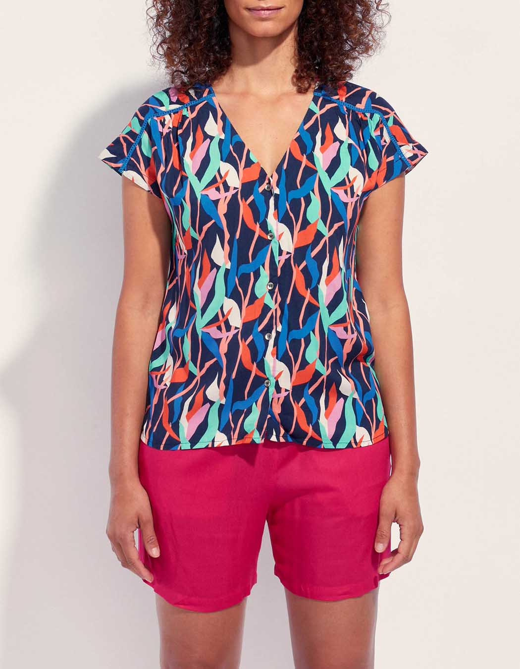 Blouse fluide imprimée col V Ecovero VALERIA