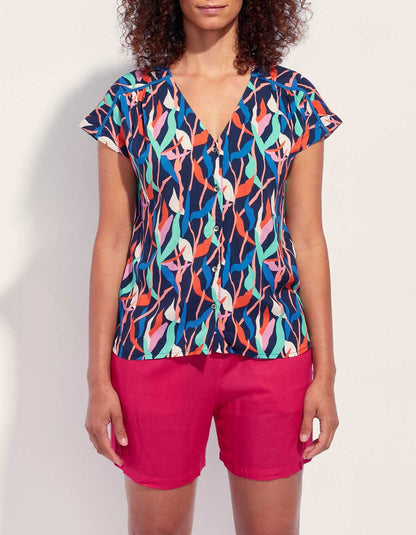 Blouse fluide imprimée col V Ecovero VALERIA