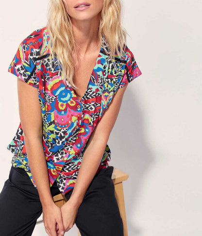 Blouse fluide imprimée col V Ecovero VALERIA