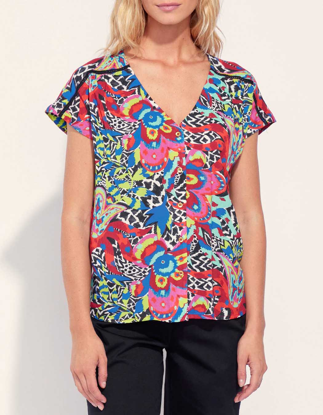 Blouse fluide imprimée col V Ecovero VALERIA