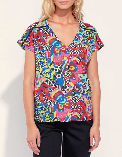 Blouse fluide imprimée col V Ecovero VALERIA