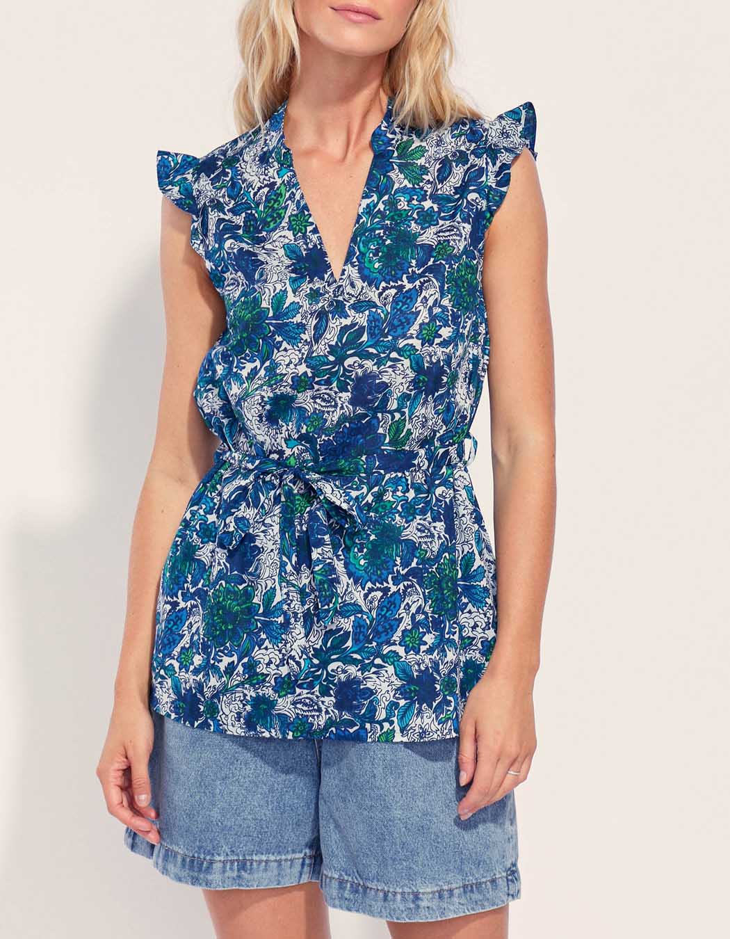 Blouse imprimée sans manche coton bio ARCELIO