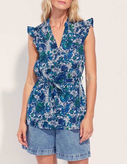 Blouse imprimée sans manche coton bio ARCELIO