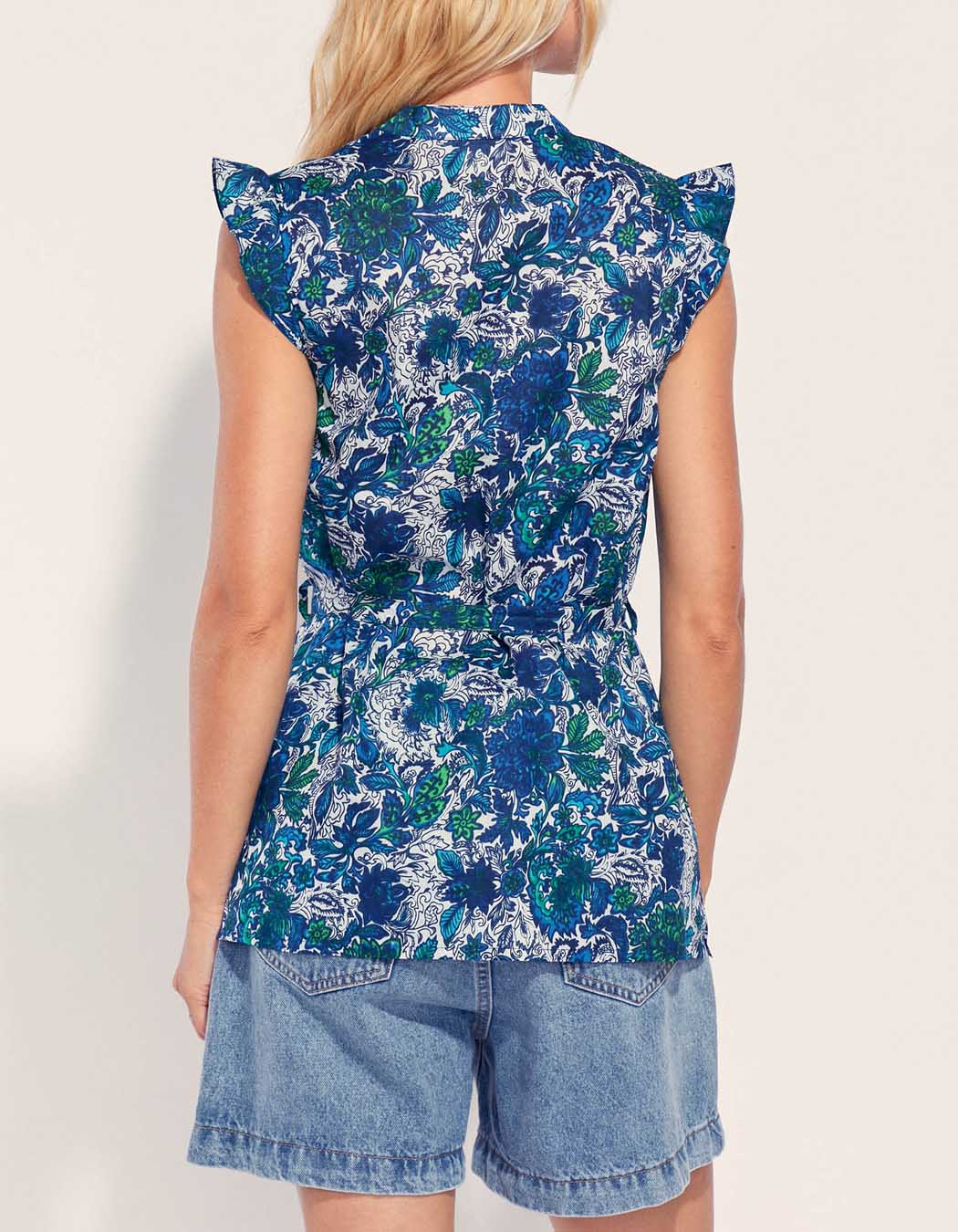 Blouse imprimée sans manche coton bio ARCELIO