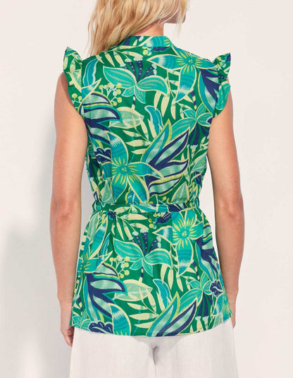 Blouse imprimée sans manche coton bio ARCELIO