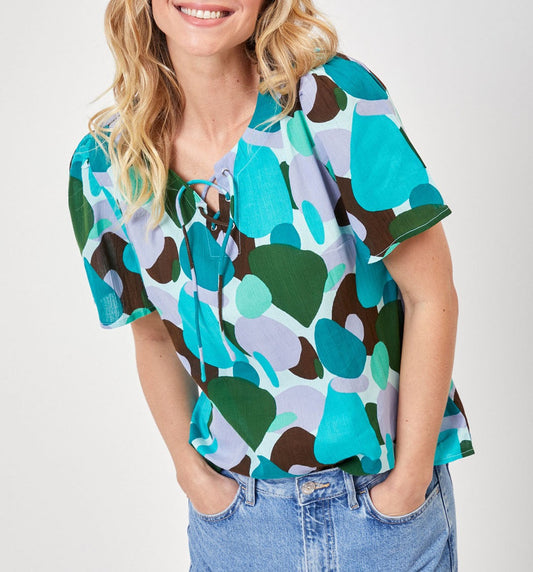 Top col tunisien lacé coton bio TOUMAS