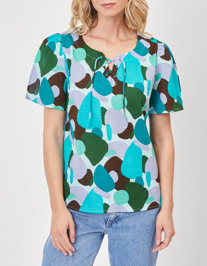 Top col tunisien lacé coton bio TOUMAS