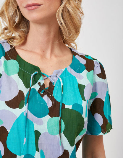 Top col tunisien lacé coton bio TOUMAS