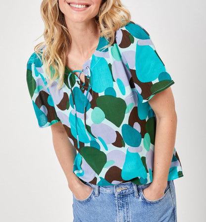 Top col tunisien lacé coton bio TOUMAS
