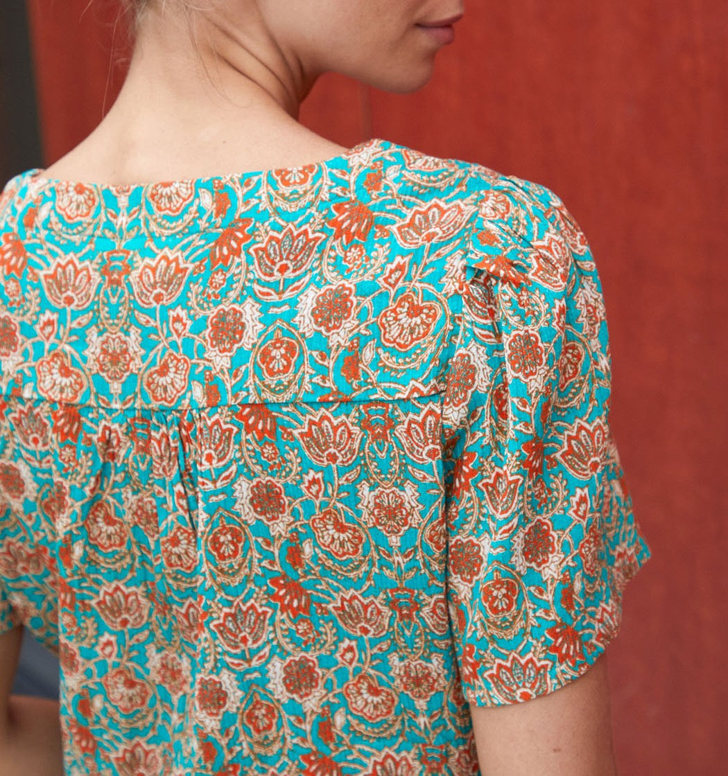 Top col tunisien lacé coton bio TOUMAS