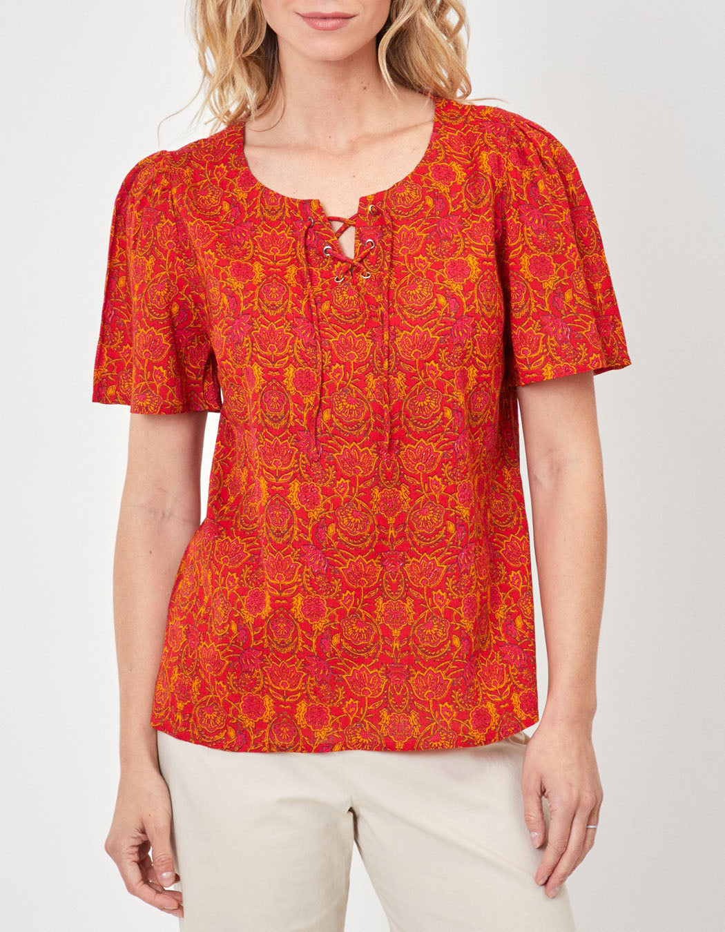 Top col tunisien lacé coton bio TOUMAS