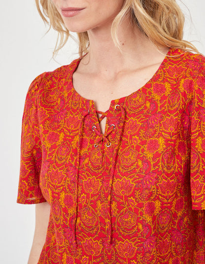 Top col tunisien lacé coton bio TOUMAS