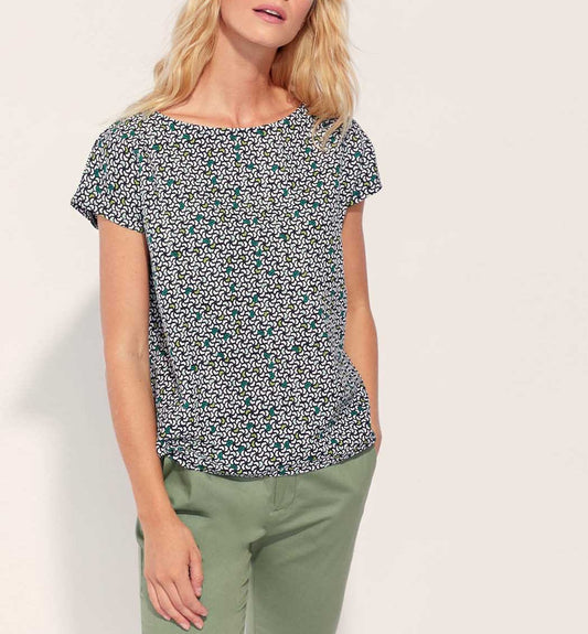 Top coton lin col bateau YAHIRA