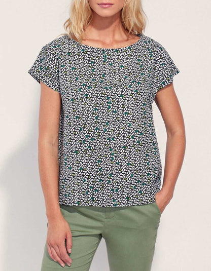 Top coton lin col bateau YAHIRA