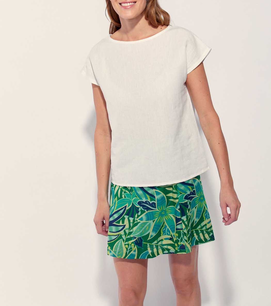 Top coton lin col bateau YAHIRA