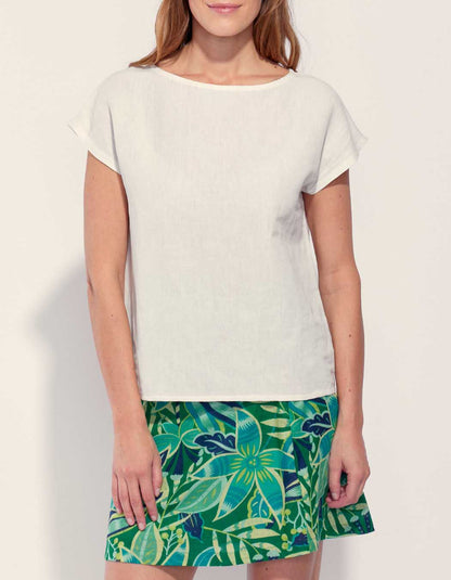 Top coton lin col bateau YAHIRA