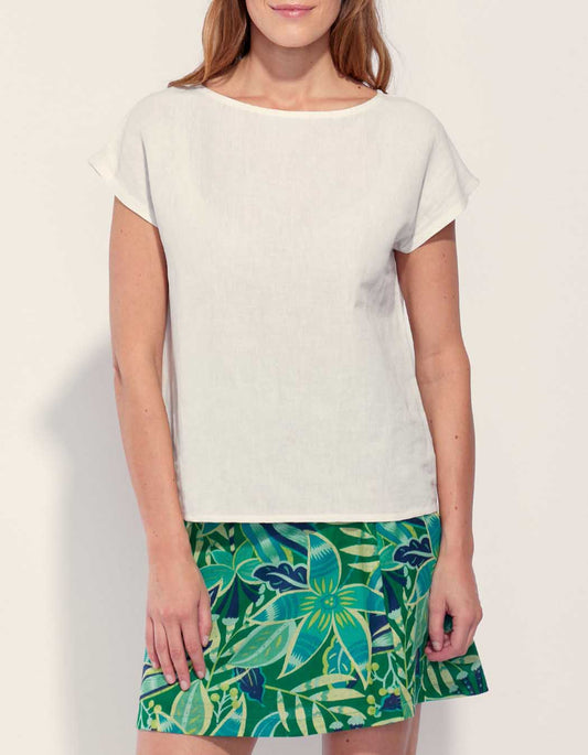 Top coton lin col bateau YAHIRA