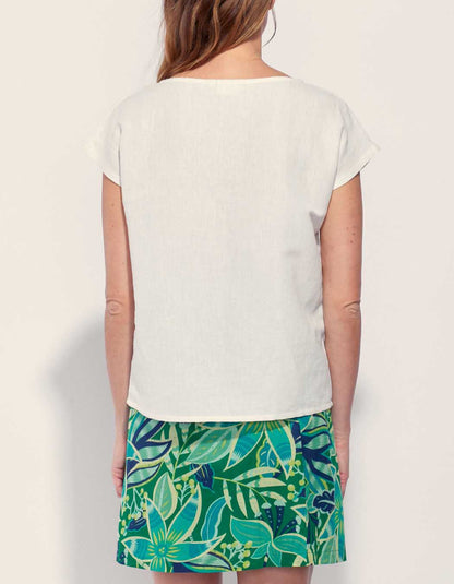 Top coton lin col bateau YAHIRA