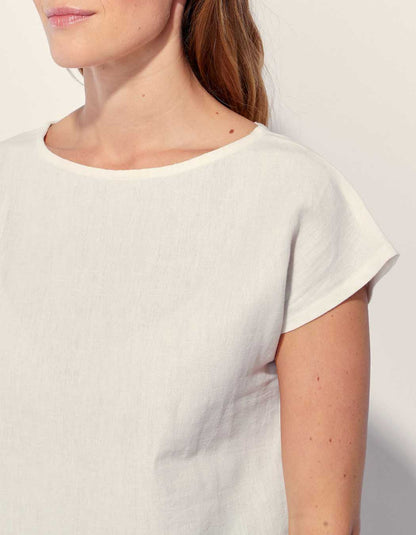 Top coton lin col bateau YAHIRA