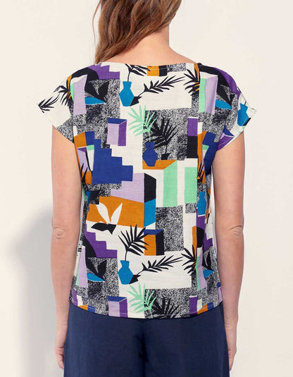 Top coton lin col bateau YAHIRA