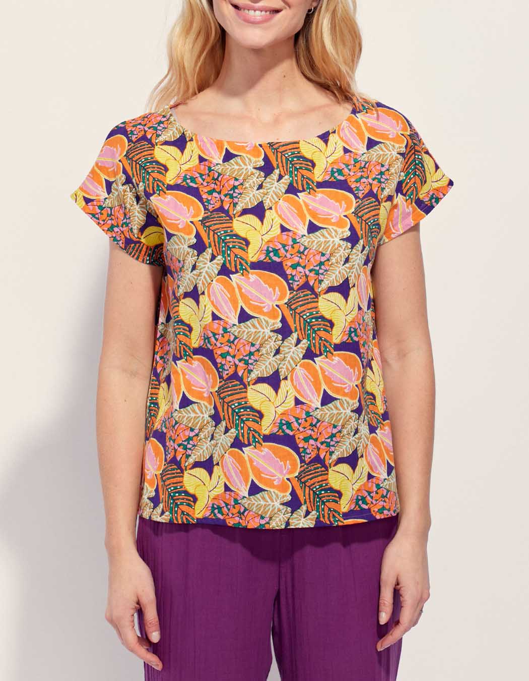 Top coton lin col bateau YAHIRA