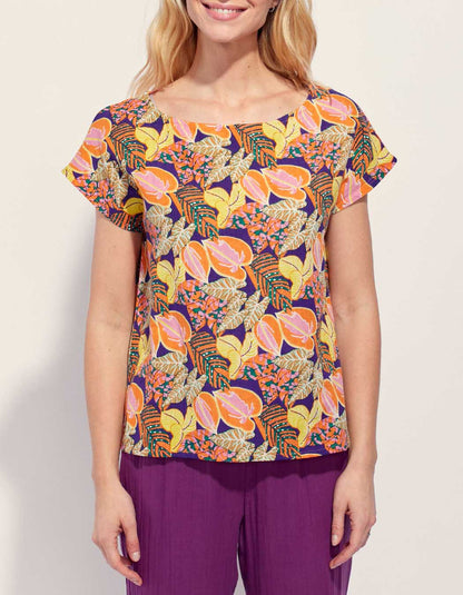 Top coton lin col bateau YAHIRA
