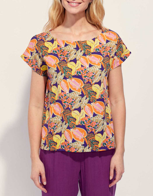 Top coton lin col bateau YAHIRA