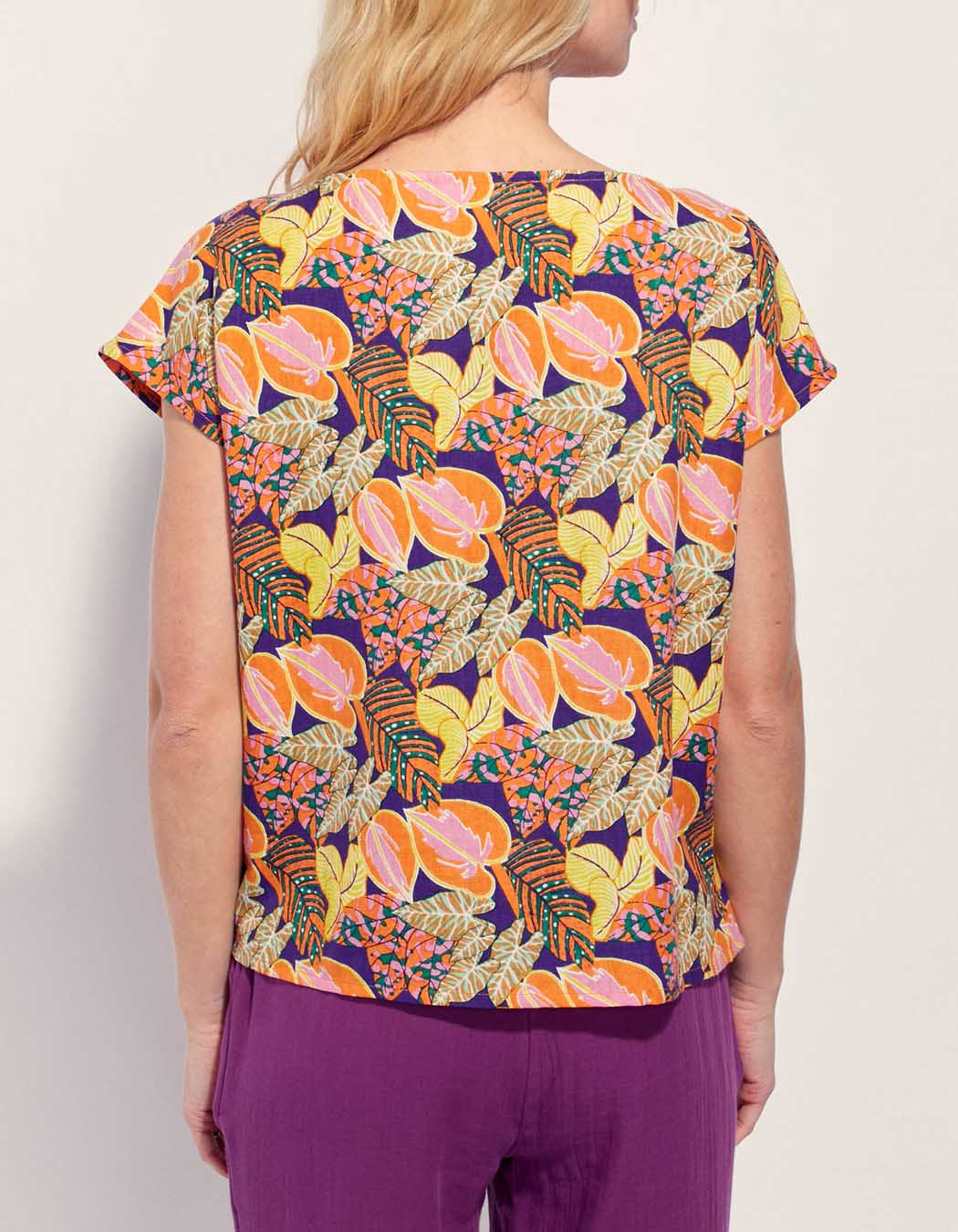 Top coton lin col bateau YAHIRA