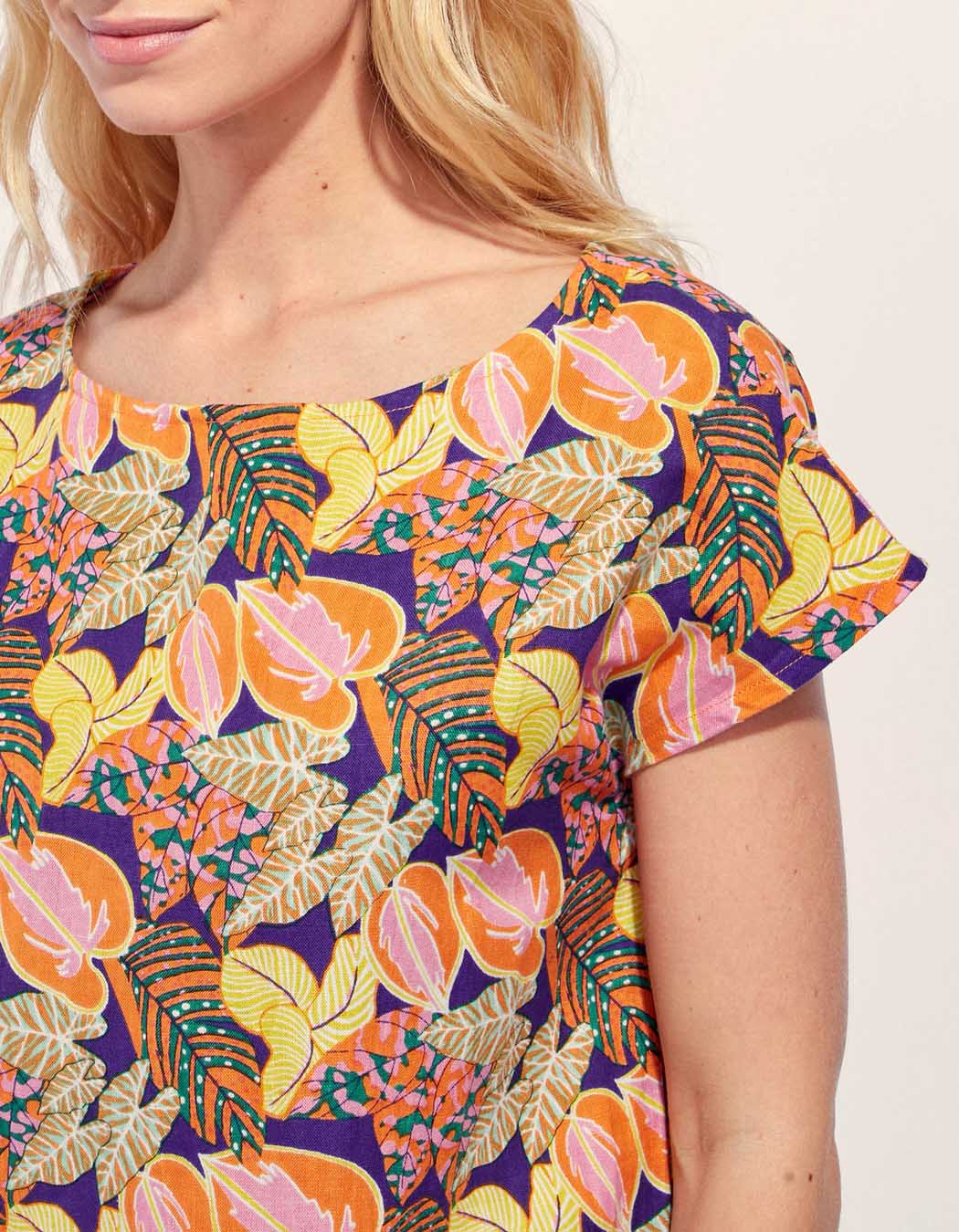 Top coton lin col bateau YAHIRA