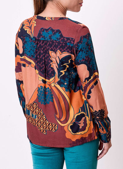 Blouse imprimée fluide évasée col V PALASI