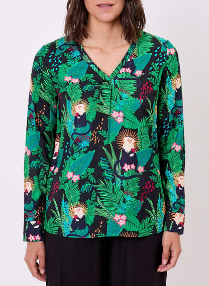 Blouse imprimée fluide évasée col V PALASI