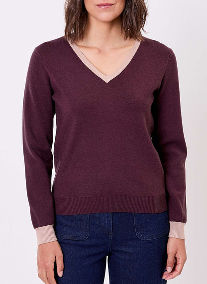 Pull maille épaisse col V ELI