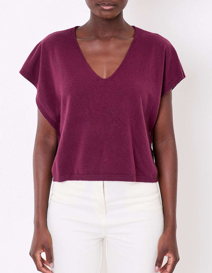 Pull maille sans manche col V SATINKA
