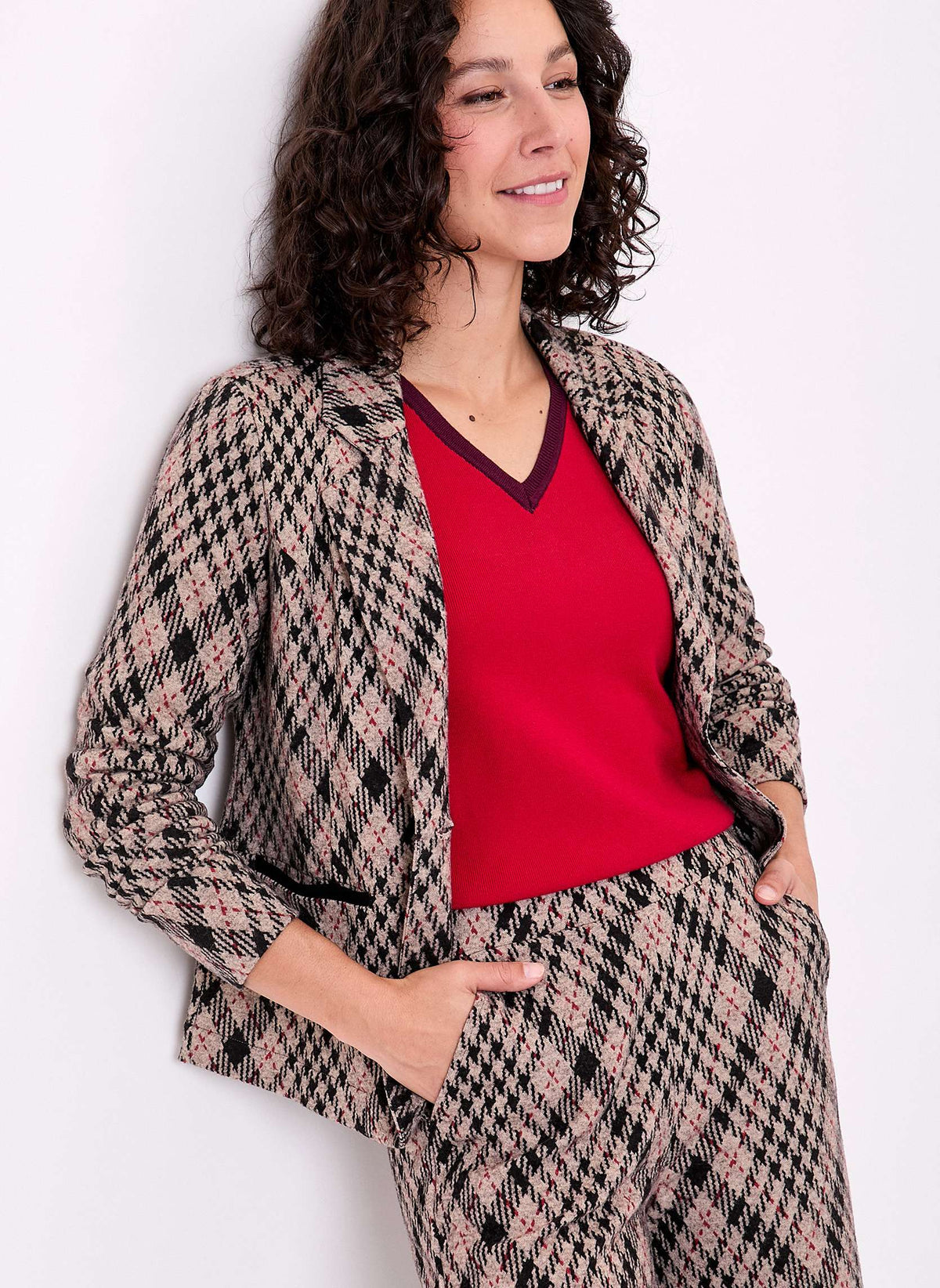 Blazer souple en maille jacquard recyclée ANATOLIE