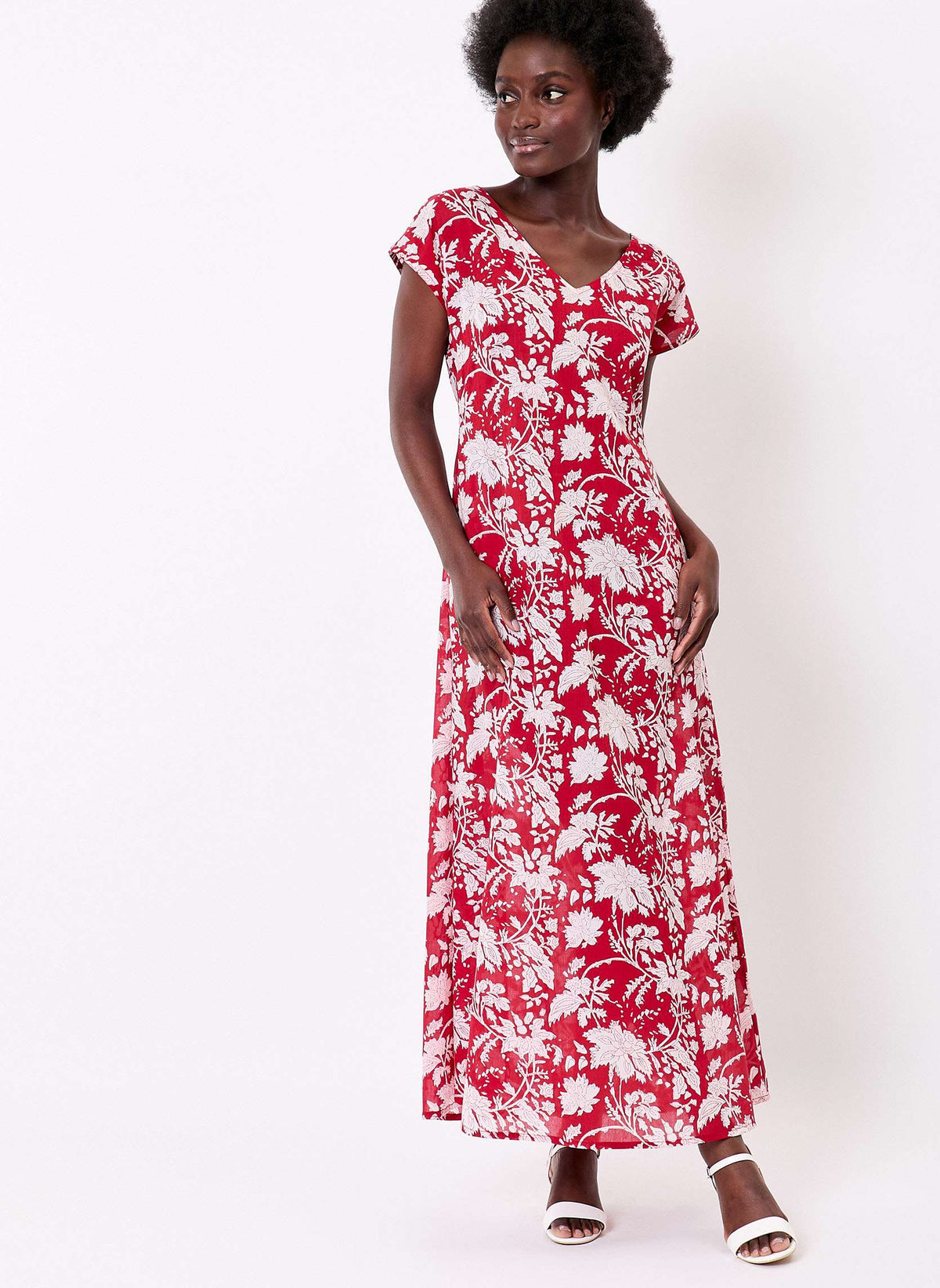 Robe longue imprimée voile de coton bio ALAIANE