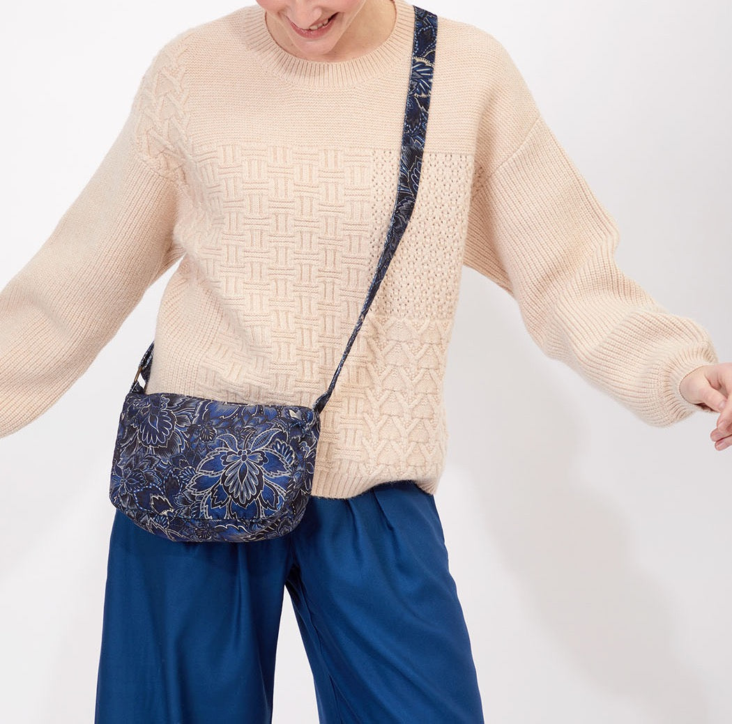 Sac bandoulière velours imprimé CLAY