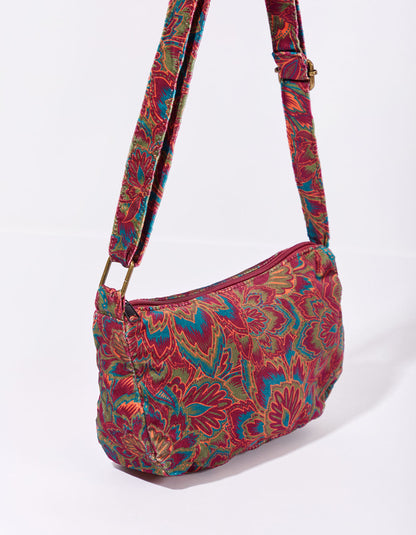 Sac bandoulière velours imprimé CLAY