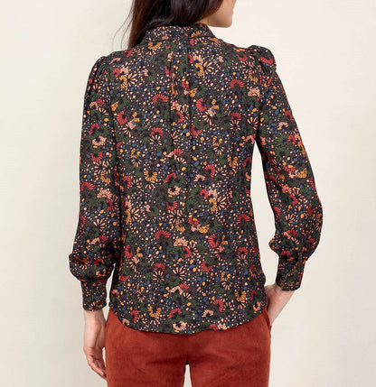 Chemise imprimée fluide épaules froncées GAMAN