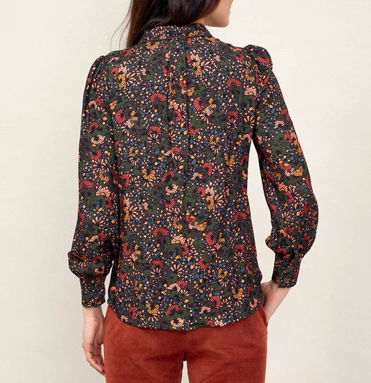 Chemise imprimée fluide épaules froncées GAMAN
