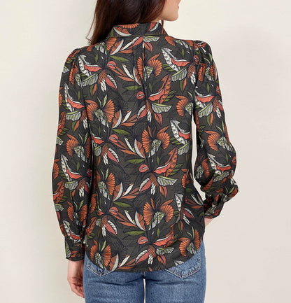 Chemise imprimée fluide épaules froncées GAMAN