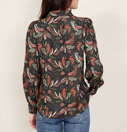 Chemise imprimée fluide épaules froncées GAMAN