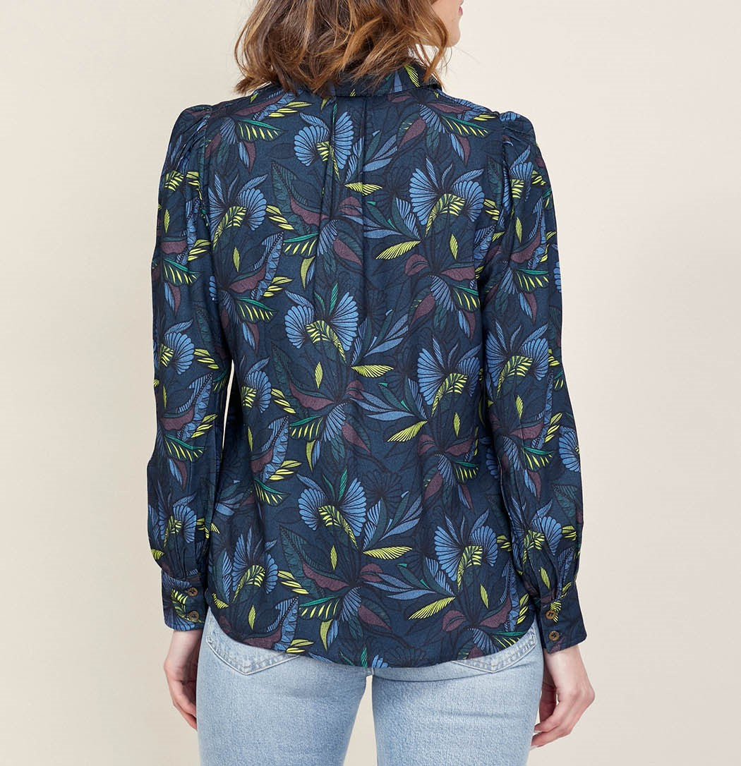 Chemise imprimée fluide épaules froncées GAMAN