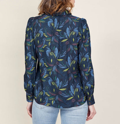 Chemise imprimée fluide épaules froncées GAMAN