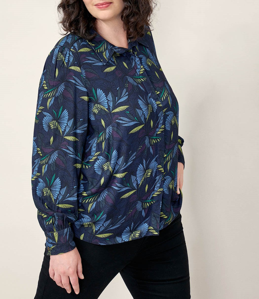 Chemise imprimée fluide épaules froncées GAMAN