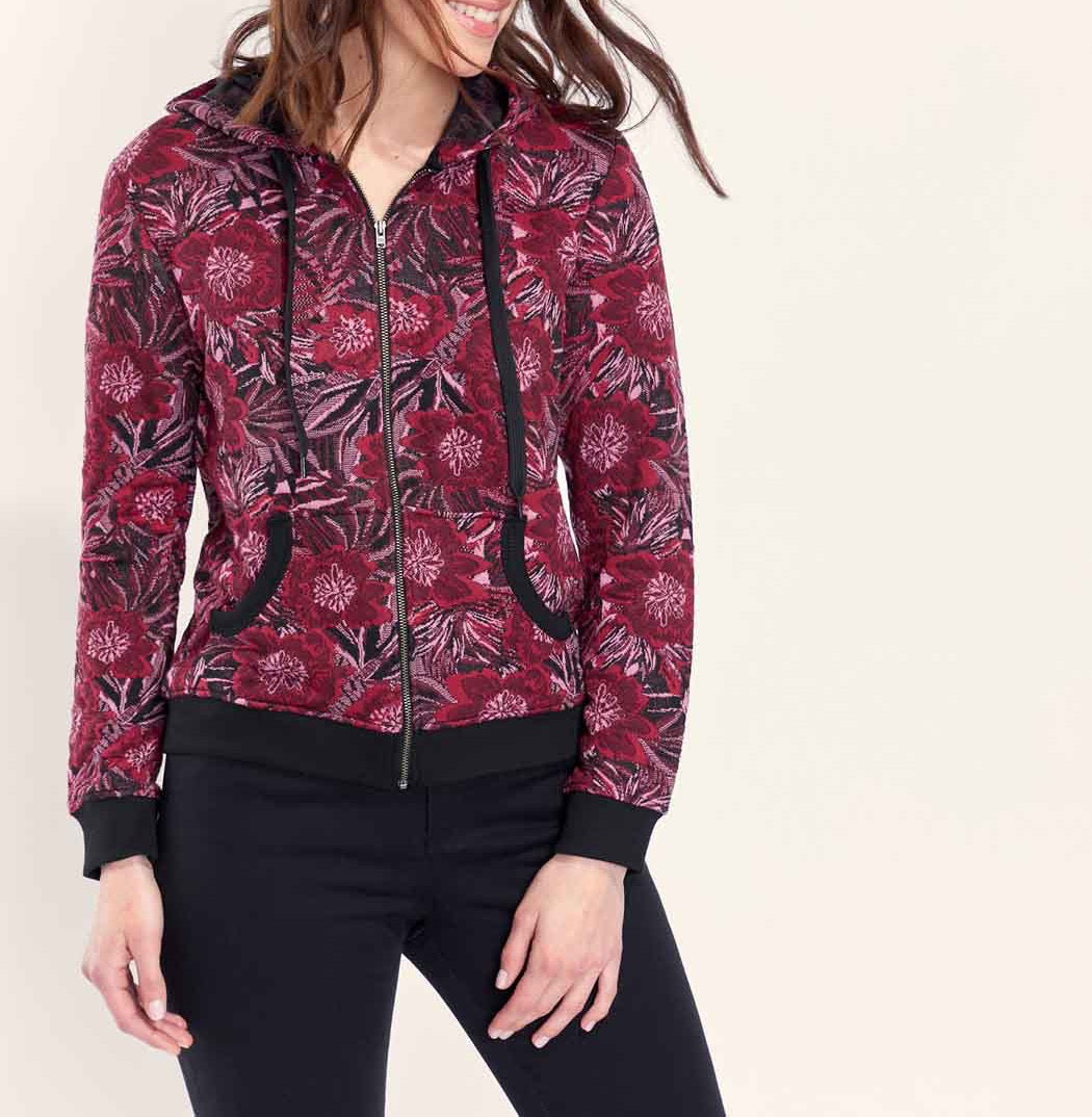 Sweat zippé maille jacquard YUMI