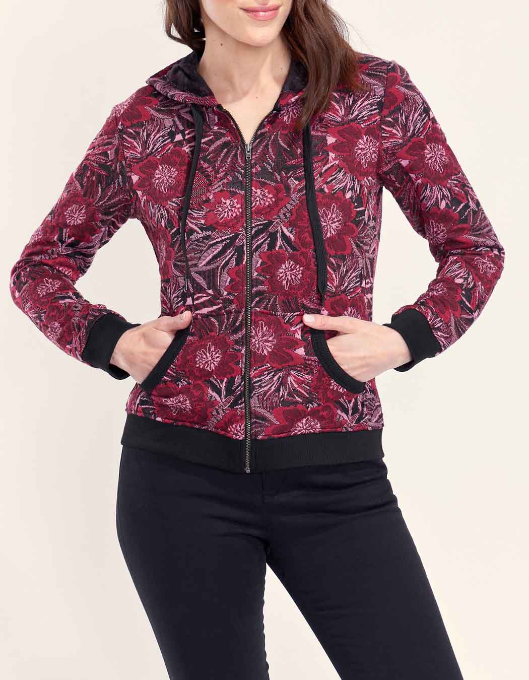 Sweat zippé maille jacquard YUMI