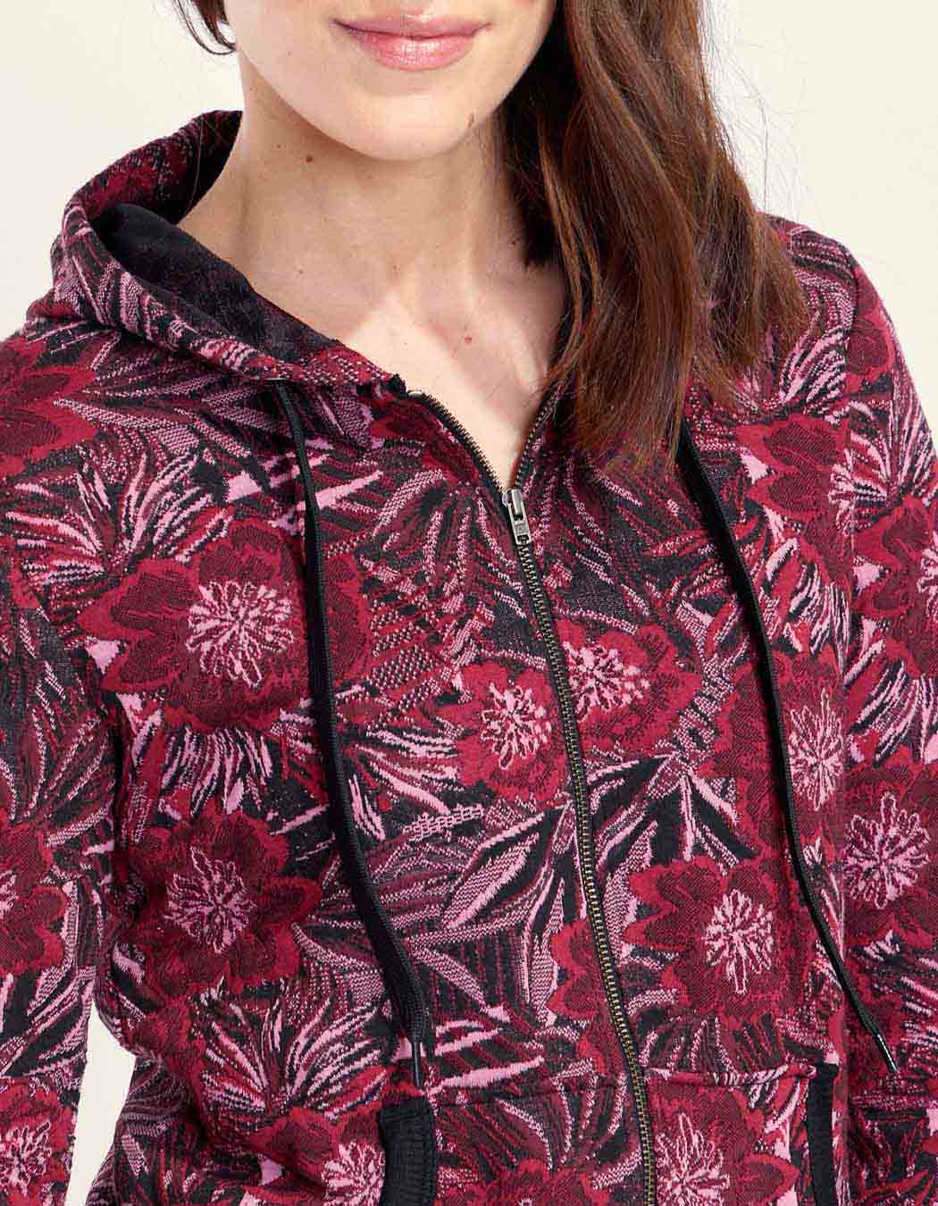 Sweat zippé maille jacquard YUMI
