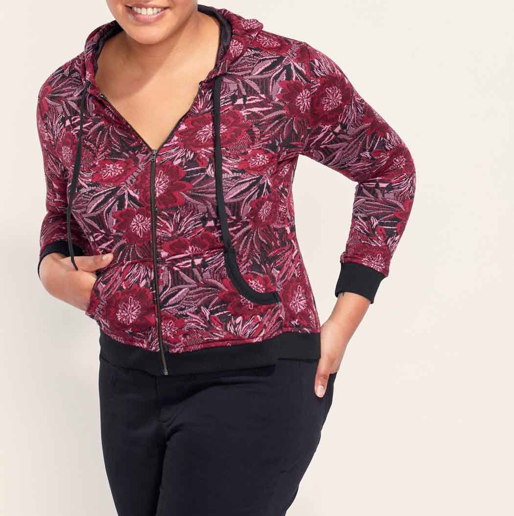 Sweat zippé maille jacquard YUMI