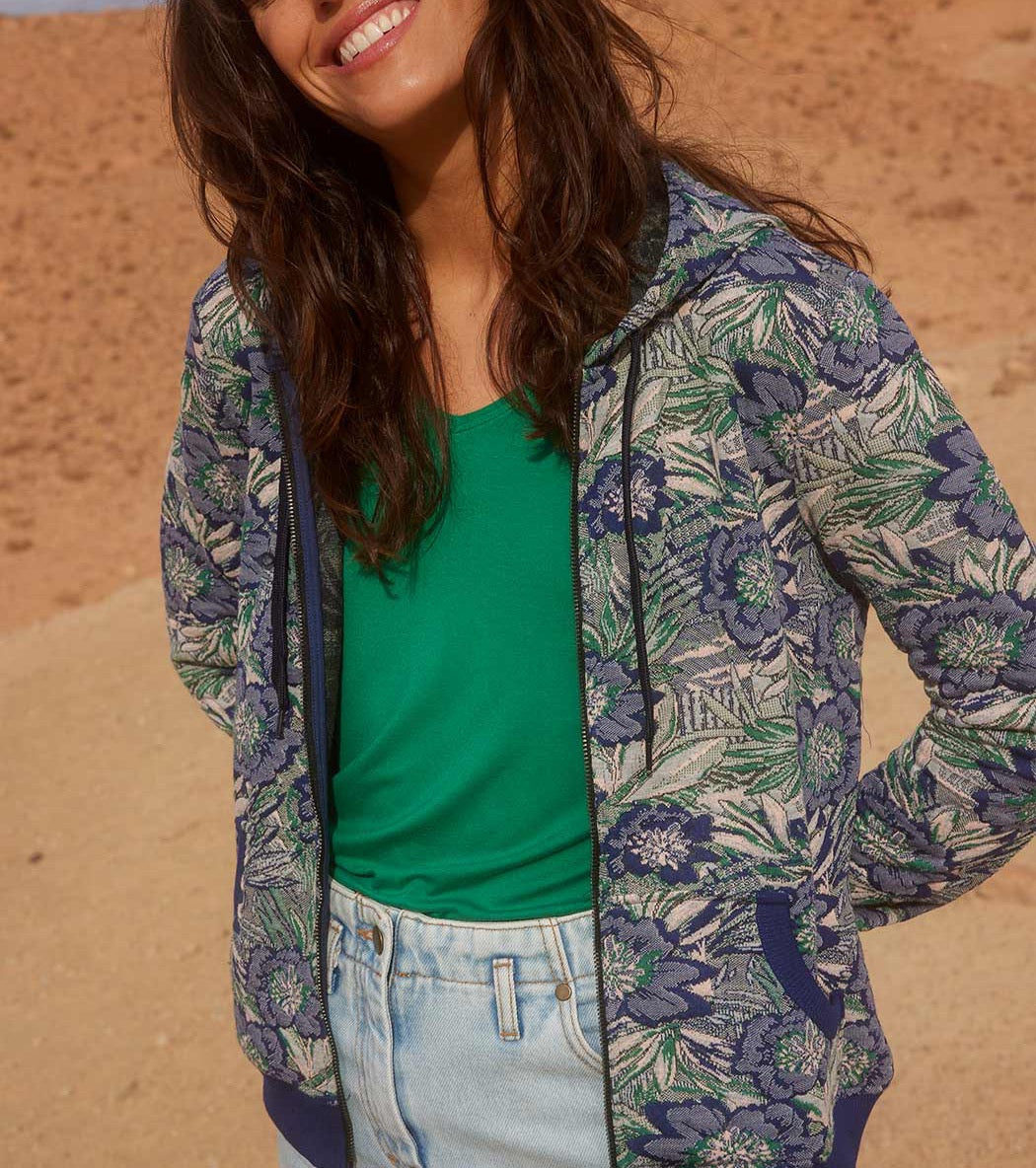 Sweat zippé maille jacquard YUMI