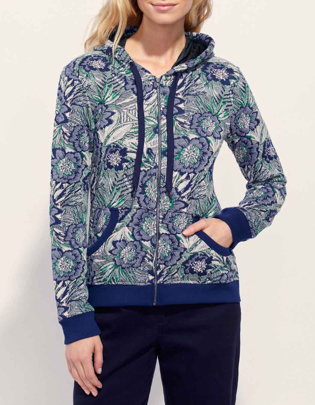 Sweat zippé maille jacquard YUMI